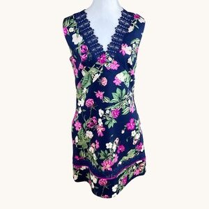 Laundry Shelli Segal Dress Floral Blue Pink Cotton (6)